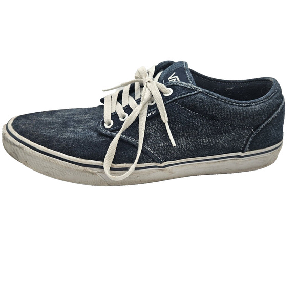 Vans Shoe Men 13 Blue Denim Low Cut Lace-up Sneakers Off the Wall - Picture 1 of 11